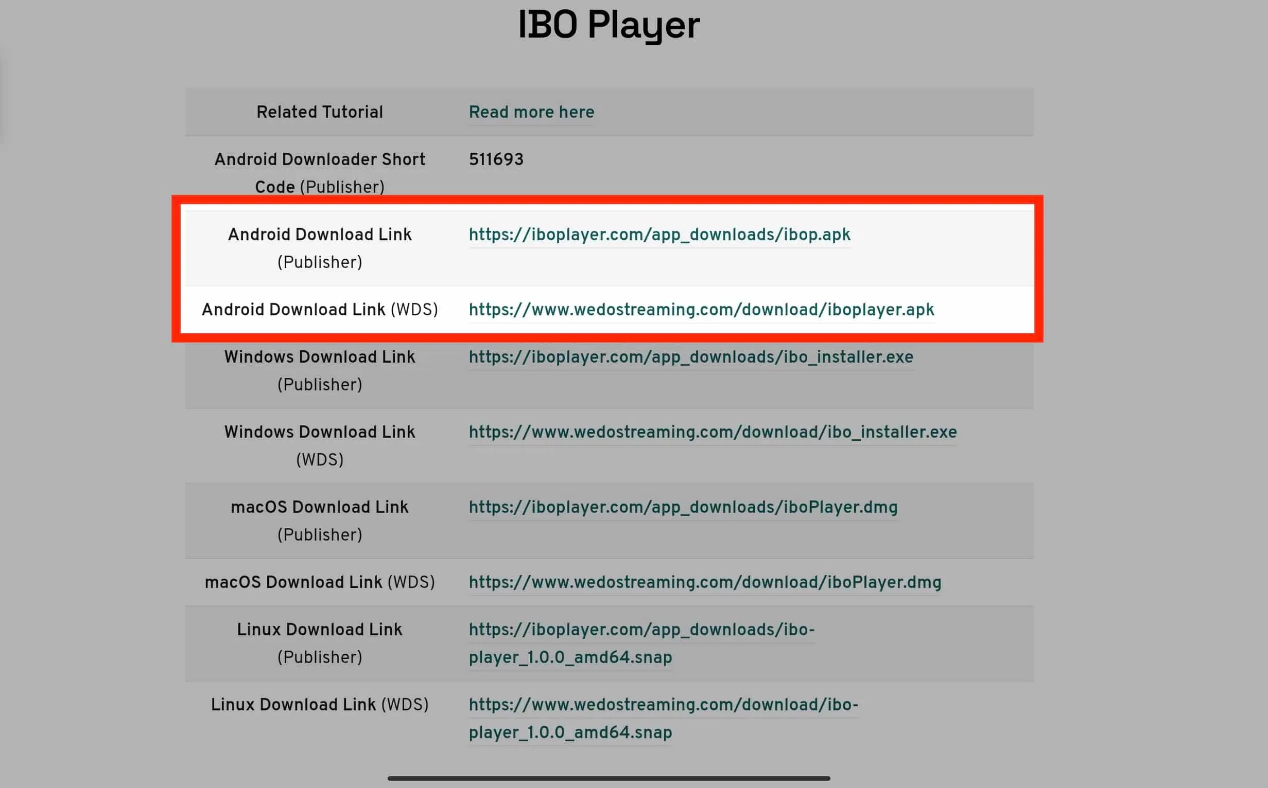 IBO Player on Android tablet